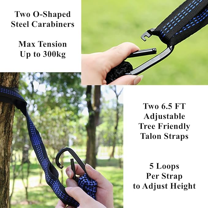 Camping Hammock Double & Single Portable Hammocks Ultralight Nylon Parachute Hammocks with 2 Tree Straps for Backpacking, Travel, Beach, Backyard, Camping, Hiking (Medium, Royal Blue)