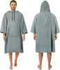 Surf Poncho Changing Robe, 3/4 Sleeve Extra Large Thick Hoodie Towel Poncho for Men Women Beach Swimming, 43" x 35", Gray