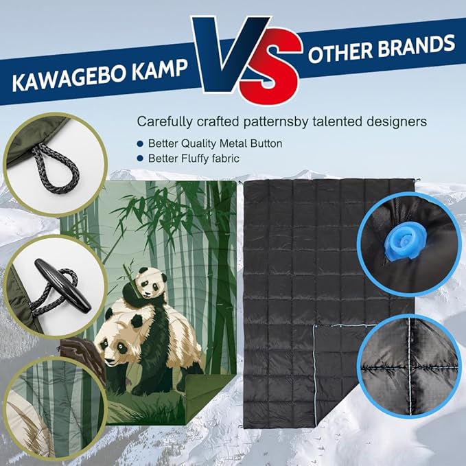 Outdoor Puffy Camping Blanket, Lightweight Windproof Warm Stadium Blanket, Packable Travel Camping Quilt for Cold Weather，Hiking, Backpacking,Sleeping, Hammock, Adventure 78"x 56"