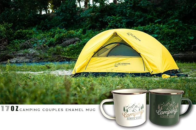 Roadmap Camping Gifts Camping Mugs Set of 2 Travel Holiday Enamel Coffee Cup 17OZ Big Capacity 304SS Golden Rim for Drinking Outdoor Couples Anniversary Wedding Christmas Valentines Day His and Hers