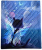 Axolotl Butterfly Cat Camping Blanket,Moon Stars Packable Outdoor Blanket,Glitter Planet Lightweight Waterproof Printed Blanket,Cat Lover Travel Blanket for Camping,Travel,Stadium,Hiking,Navy Blue