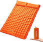 Double Sleeping Pad for Camping Inflatable 2 Person Sleeping Mat with Built-in Pump, Foot Press Ultralight Extra Thick Camping Mat with Pillow for Backpacking, Traveling, Hiking, Durable & Waterproof