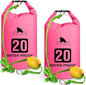 2 Set 20L Sand Anchor Heavy Duty Buoy Kit 2 in 1 Kayak Anchor Floating Waterproof Dry Bag with High Visibility Float Rope for Lake Beach Boat Hiking Camping Water Sports Surfing Kayaking(Rose Red)