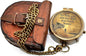 Military Compass For Hiking And Survival- Waterproof Brass Nautical Pocket Compass With Leather Carry Case & Chain For Camping Hunting Climbing Exploring Geology Outdoor Activities