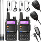 Baofeng UV-5R Ham Radio Handheld Rechargeable Two Way Radios Long Range Portable Radio with Speaker Microphone Programming Cable,2pack