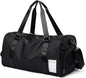 Small Gym Bag Waterproof Shoe Compartment Duffle Workout Bags Overnight Weekender Bag Personal Sport Carry on Outdoors Travel Bag Black for Men Women