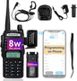 Baofeng UV-82 Baofeng Radio High Power Ham Radio Handheld with Wireless Programmer (No Driver Issues),Walkie Talkies with Earpiece and 2800mAh Battery(1 Pack-Black)