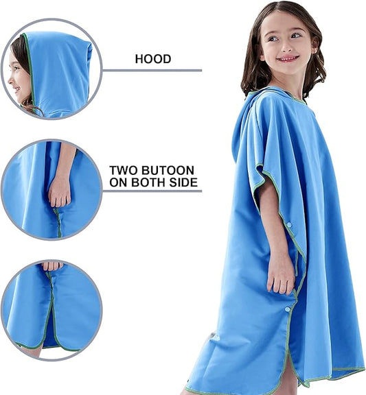 YINHANG Changing Robe Swim Poncho Quick Dry Microfiber Hooded Beach Towel for Surfing, Swimming, Travelling, Camping, Pool, Bath