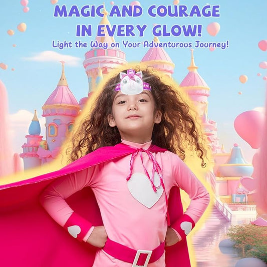 Unicorn Headlamp for Kids, Kids Toys for 3-10 Years Old Girls, LED Headlamp Toys with Elastic Headbands, Perfect Kids Christmas Stocking Stuffers, Gift for Camping, Hiking, Reading, Sleepovers