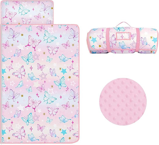 Kids Sleeping Bag Nap Mat with Removable Pillow and Blanket,Extra Thick Large 2 in 1 Slumber Bags for Boys Girls,Toddler Nap Mat for Preschool Daycare Travel Camping