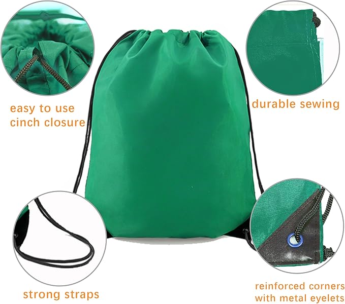 BeeGreen Drawstring Backpack Bags 20,30,50 Packs Reflective String Bags for Gym Sport Trip Cinch Sack DIY for Women Men