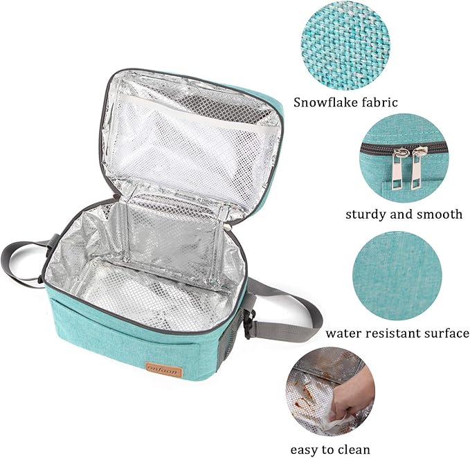 Lunch Bag for Men/Women, Insulated Reusable Lunch Box Leakproof Cooler Tote Bag Freezable with Adjustable Shoulder Strap for Office Work Picnic Beach(Cyan)
