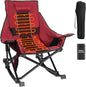 Slendor Oversized Rocking Camping Chair, XL Heated Camping Chair w/ 3 Levels Heat for Back+Seat, Padded Rocking Lawn Chair with 20000 mAh Power Bank, Pillow, Side Pocket, Carry Bag, Wine Red
