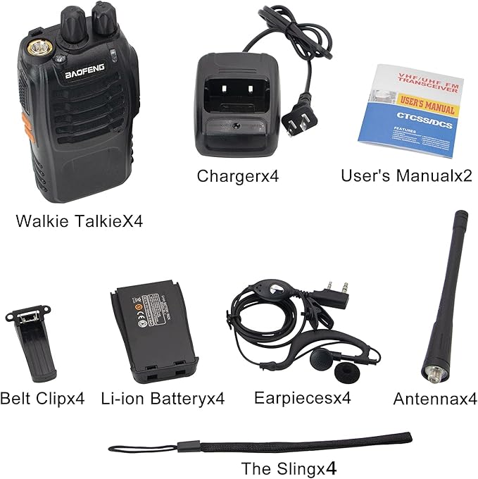 Walkie Talkies Long Range for Adults, Baofeng BF-888S Handheld Two Way Radios with Earpiece and Mic, Rechargeable Walkie Talkie with Li-ion Battery and Charger, Walky Talky(4 Pack)