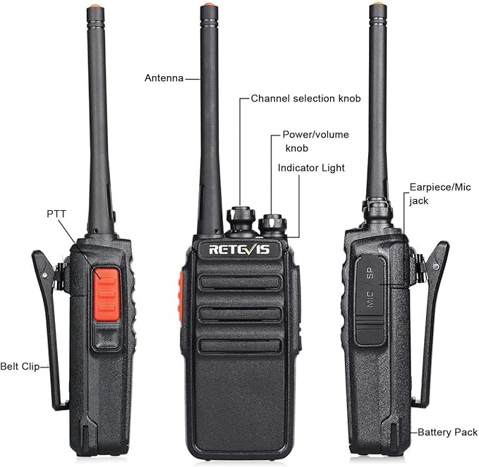 Retevis H-777S Two Way Radios Rechargeable, Walkie Talkies Long Range, 2 Way Radio, VOX Handsfree, Durable, for Worker Office Camping Hiking(4 Pack)