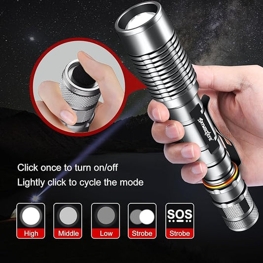 2 Pack Led Flashlights,Super Bright Waterproof Handheld Flashlights for Outdoor, Emergency, Camping (No Battery)