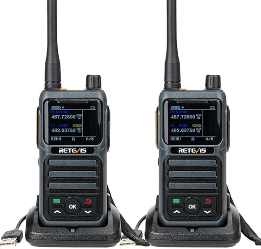 Retevis RB17P GMRS Handheld Radio,30 CH Long Range Walkie Talkie for Adults,SOS Siren,NOAA Weather Receiver Scan,2200mAh Rechargeable Two Way Radios for Off Road Camping Hiking (2 Pack)