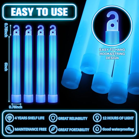 Sotiff 96 Pcs 6 Inch Large Bright Glow Sticks Light Sticks Halloween Favors Emergency Chem Sticks Cheer Stick for Party Activities Birthday Wedding Concerts Halloween Decor