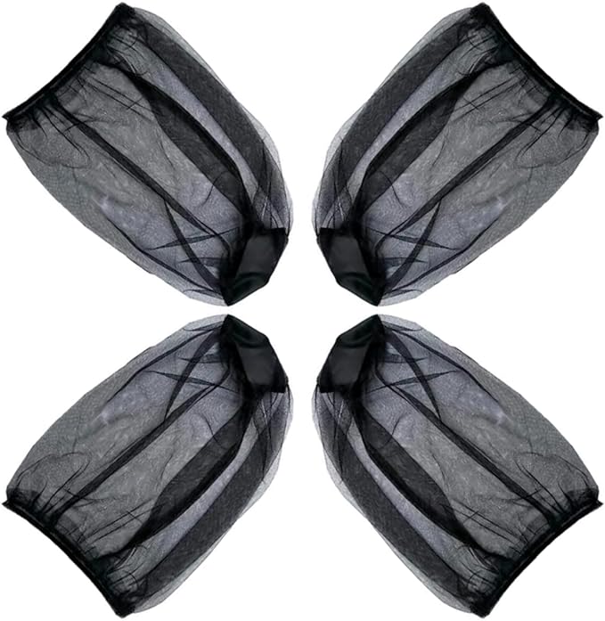 Suitable for Men and Women Outdoor Fishing Hiking Camping Mountaineering Anti-bee Anti-Mosquito Head Net Veil Masks(4pcs) Black