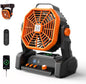 Portable Camping Fan Rechargeable with Inductive Charging Function, 20000mAh Battery Operated Fan with Lights, Outdoor Battery Powered Fan with Remote, 3 Timer for Picnic, Fishing, Travel, Home