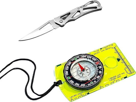 Pack of 2 Orienteering Compass Hiking-Compasses boy Scout Kids- Magnetic Gear Set Navigation map- Brujulas orientacion-Backpacking Camping Hunting Survival.