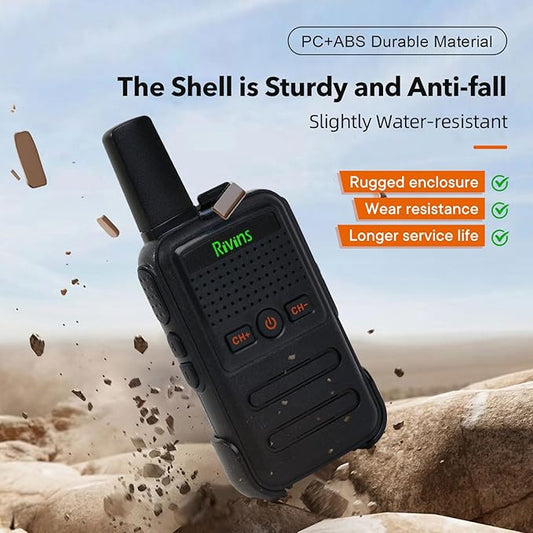 RV-C2 Two Way Radio 16-CH UHF Walkie Talkies Rechargeable with Li-ion Battery and Charger, VOX, Scan (4 Pack)