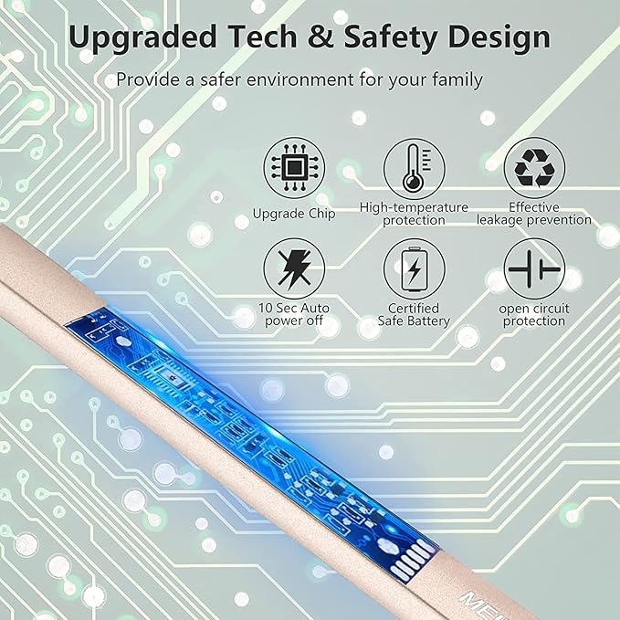 MEIRUBY Lighter Electric Candle Lighter Long Electronic Rechargeable USB Lighter Arc Windproof Flameless Lighters for Candle Camping BBQ Birthday Women's Day Gifts for Women Mom Wife Men, Gold