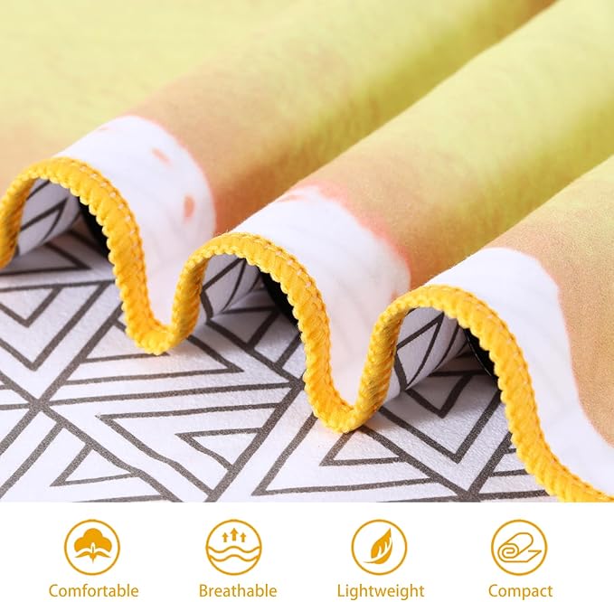 Microfiber Oversized Beach Towel Lightweight Thin Sandproof Compact Quick Dry Clearance Towels Extra Large Sand Free Pool Travel Beach Essentials Accessories Women Men Adult Gift Yellow Stripe