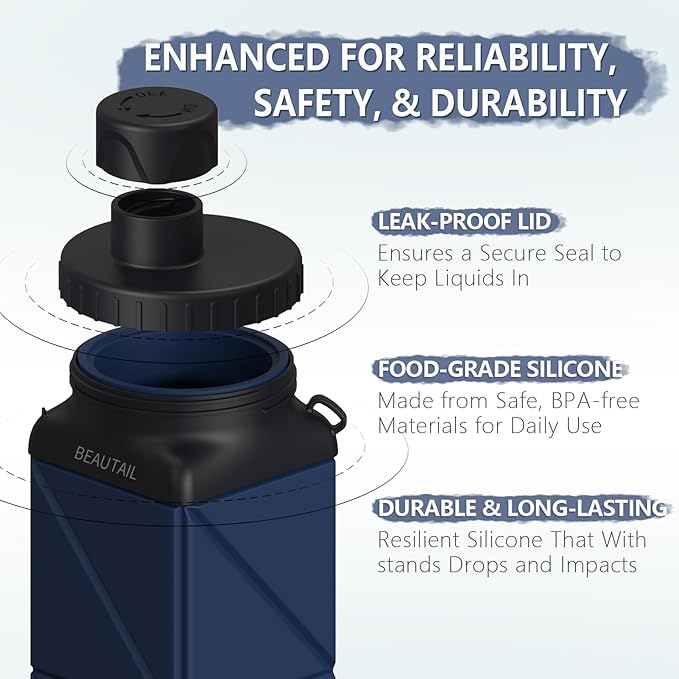 Collapsible Water Bottles 20.6oz, Silicone Foldable Portable Travel Water Bottle, Folding Lightweight Reusable Leakproof for Traveling Camping Hiking Cycling Yoga Sports Outdoor