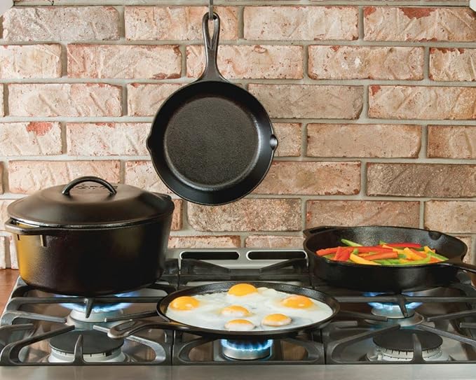 Lodge L8DOL3 Cast Iron Dutch Oven with Dual Handles, Pre-Seasoned, 5-Quart