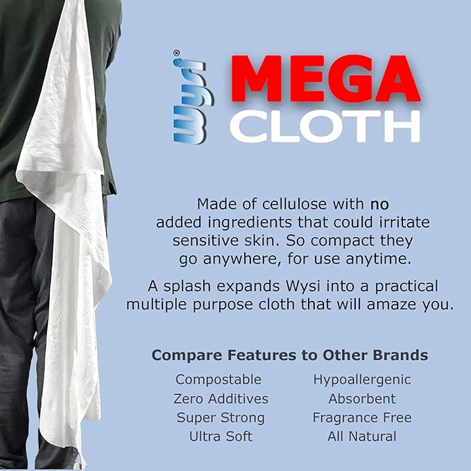 Compressed MEGA Cloths, 22x48 Travel Towel Tablets - Pack of 6 - Soft, Lint-Free, Just Add Water - Camping - Cleaning - Emergency Preparedness Kits - 100% All Natural Cellulose Utility Cloths