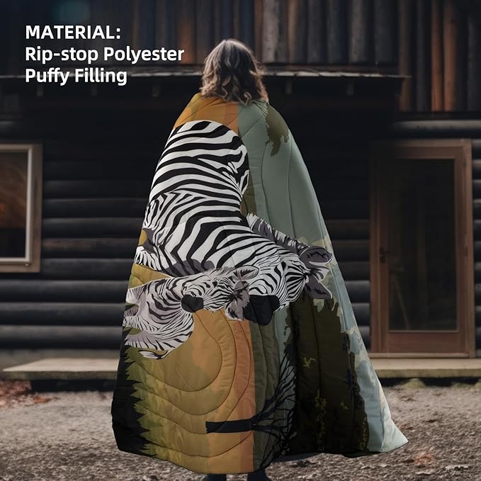 Outdoor Puffy Camping Blanket, Lightweight Windproof Warm Stadium Blanket, Packable Travel Camping Quilt for Cold Weather，Hiking, Backpacking,Sleeping, Hammock, Adventure 78"x 56"