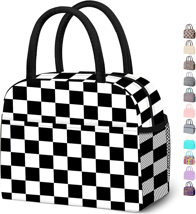 Lunch Bag Lunch Box for Women Men Reusable Insulated Lunch Tote Bag,Leakproof Thermal Cooler Sack Food Handbags Case High Capacity for Travel Work Picnic Beach- Square