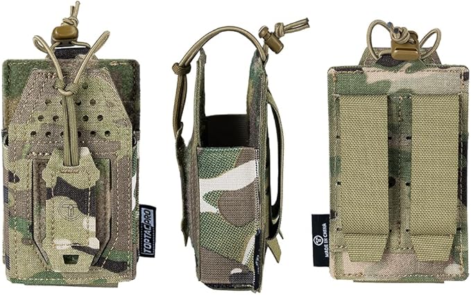 Tactical Radio Holster Molle Radio Pouch Universal Radio Holder for Walkie Talkie Motorola BaoFeng UV-5R BF-F8HP Adjustable Storage Rifle Magazine Pouch(Multi-camo)