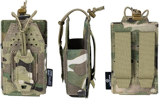 Tactical Radio Holster Molle Radio Pouch Universal Radio Holder for Walkie Talkie Motorola BaoFeng UV-5R BF-F8HP Adjustable Storage Rifle Magazine Pouch(Multi-camo)