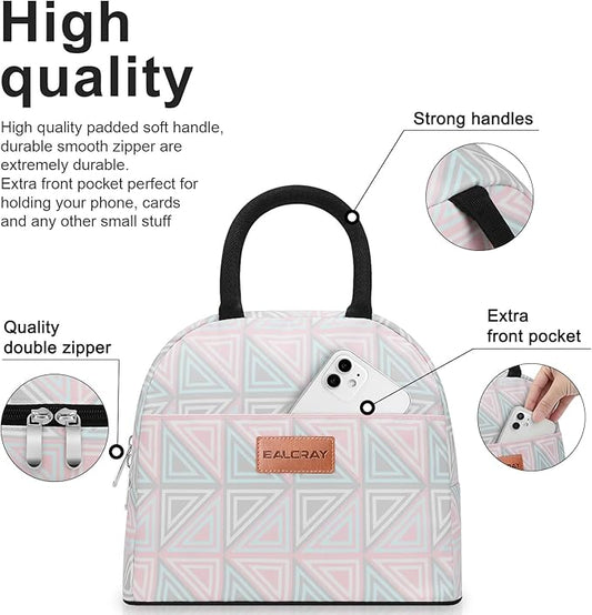 BALORAY Lunch Bag for Women Men Insulated Lunch Box for Adult Reusable Lunch Tote Bag for Work, Picnic or Travel (Triangle, M)