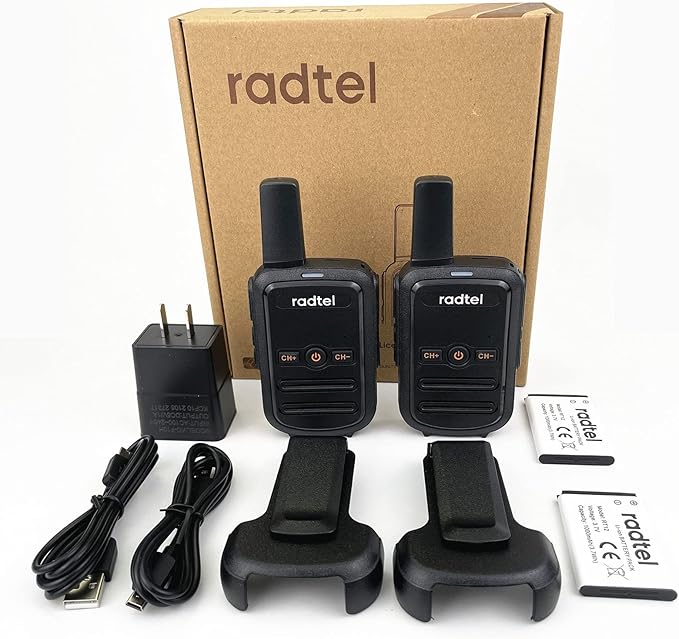 Radtel RT12 Walkie Talkies for Adults Rechargeable 2 Pack, Long Range Handheld FRS Two Way Radio 16CH Handsfree VOX for Camping Hiking (Black)