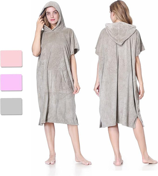 Microfiber Surf Poncho | Hooded Towel Poncho with Pocket| Swim Pool Robe | Wetsuit Changing Towel Robe Thick Soft Microfiber for Men Women Water Sports Outdoor