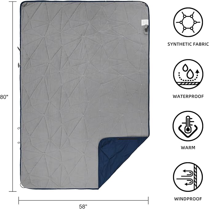 Outdoor Waterproof Blanket, Foldable Fleece Stadium Blanket for Outdoor Sports Event,Camping,Concerts, Car,Pet,Picnics -Windproof, Wearable,Machine Washable 80"x58"