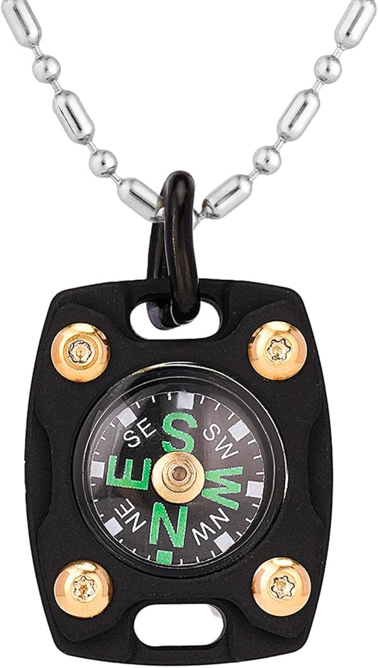 MecArmy CMP/CMP2 Mini Compass- Meaningful Graduation Birthday Gifts for Men Women, EDC Titanium/Brass/Copper Pocket Compass for Hiking SurvivaI, IPX5 Waterproof, Glow in The Dark, Necklace Pendant