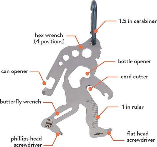 UST Tool-a-Long Multi-Tool Carabiners with Durable, Compact Stainless Steel Construction for Hiking, Kayaking, Camping, Travel and Outdoor Survival