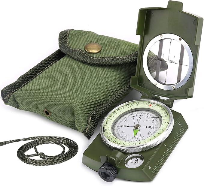 Military Compass, Hiking Compass for Survival with Lensatic Sighting, Luminous Navigation Compass Waterproof for Backpacking Orienteering Camping