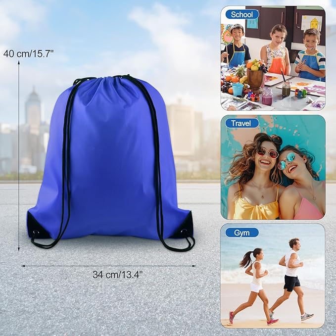 KUUQA 80Pcs Blue Drawstring Backpack Bag Sack Drawstring Bags Bulk String Bags Storage Bags for Sport Gym Traveling