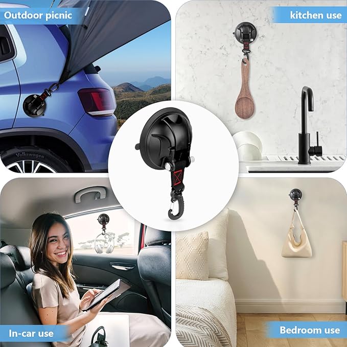 Vashly 6Pcs Upgraded Suction Cup Hooks,Heavy Duty Suction Cups with 360 °rotatable Hooks,Strong Vacuum Suction Cups with Hooks for Shower Wall,Car Awning Boat Camping Window Glass