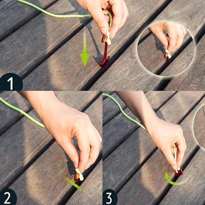 Pack of 5 Aluminum Alloy Anchor Shape Deck Plank Board Tent Stakes Wind Rope Hook Cord Buckle Tent Pegs with Carabiners for Outdoor Camping Hiking, 2.6" Long
