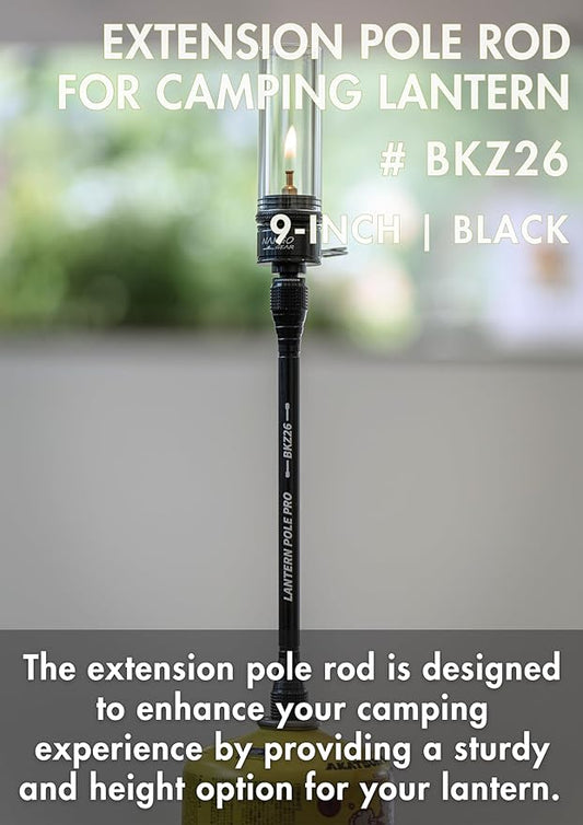 CAMPINGMOON Camping Gas Lantern Extension Pole Rod Black