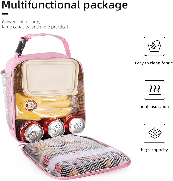 Lunch box Lunch bag for men women Insulated Lunchbox Lunch bags for Work Picnic Travel (Pink)