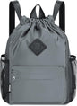 WANDF Drawstring Backpack Sports Gym Bag with Shoes Compartment, Water-Resistant String Backpack Cinch for Women Men(Small,Grey)
