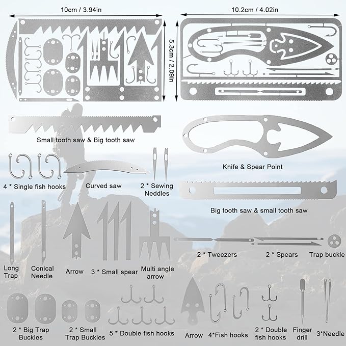 Survival Card Multitool Camping Fishing Tool with Fishing Line and Survival Credit Card Tools EDC Wallet Multifunctional Survival Tool for Outdoor Hunting Fishing Hiking