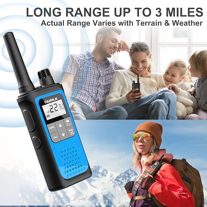 Walkie Talkies Long Range for Adults - Rechargeable Walkie Talkies Two Way Radios 22 FRS Channels, NOAA Weather Alerts, 1800mAh Li-ion Battery, LED Flashlight, VOX for Hiking Camping Cruise (4 Pack)